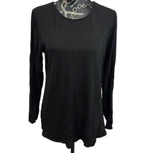 Black Long Sleeve Top with Leopard‎ Print Back Detail
